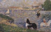 Georges Seurat Horses in the Seine oil painting reproduction